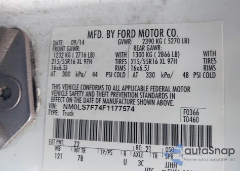 2015 Ford Transit Connect Xlt from USA, damaged, VIN NM0LS7F74F1177574